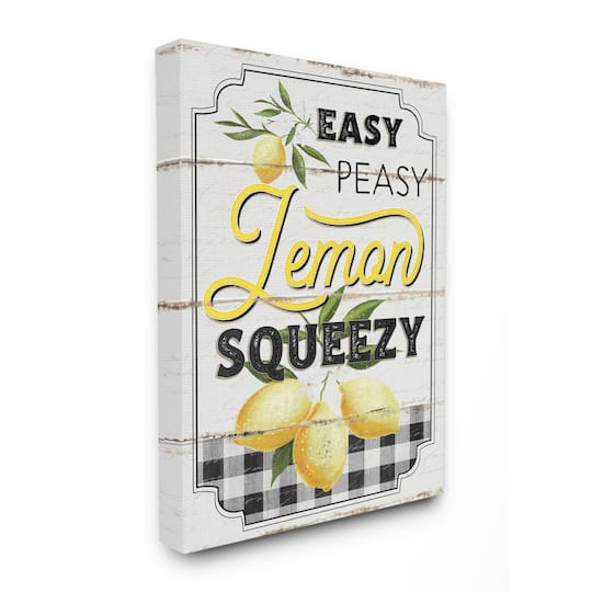 Stupell Industries Vintage Rustic Easy Peasy Lemon Squeezy Quote Canvas Wall Art